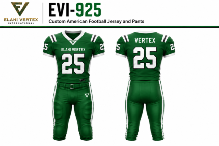 EVI-925 Custom American Football Jersey and Pants by Elahi Vertex International shown in green front and back views