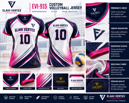 EVI-915 custom volleyball jersey fabric and construction details