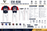 EVI-938 Custom Baseball Jersey and Pants Set color combinations team logo name number and customization options