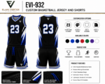 EVI-932 Custom Basketball Jersey and Shorts colors and customization options