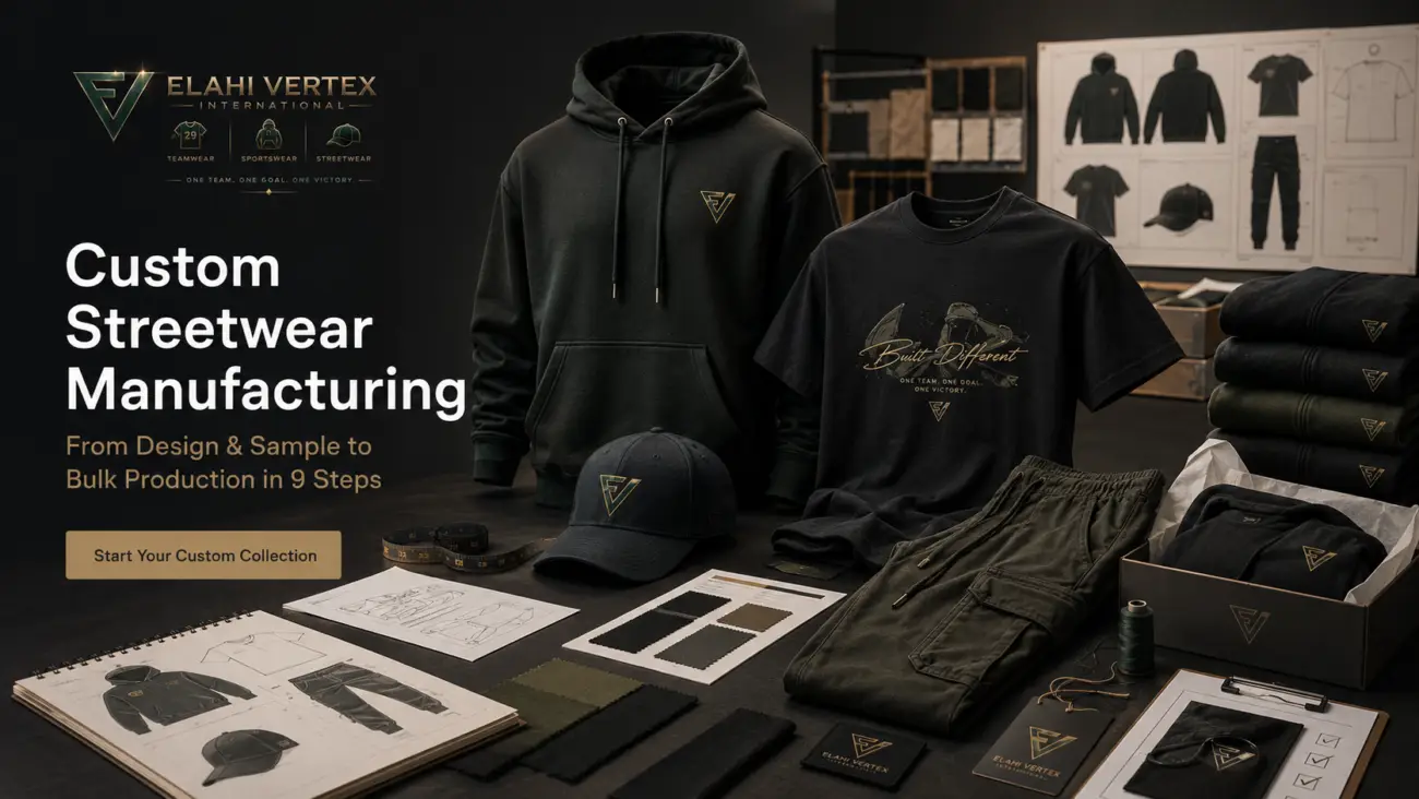 Custom streetwear manufacturing from design and sample to bulk production