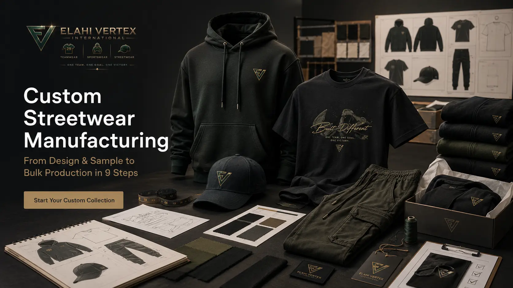Custom streetwear manufacturing from design and sample to bulk production