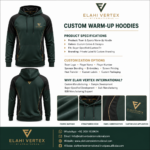 Custom warm-up hoodie specifications and team branding options