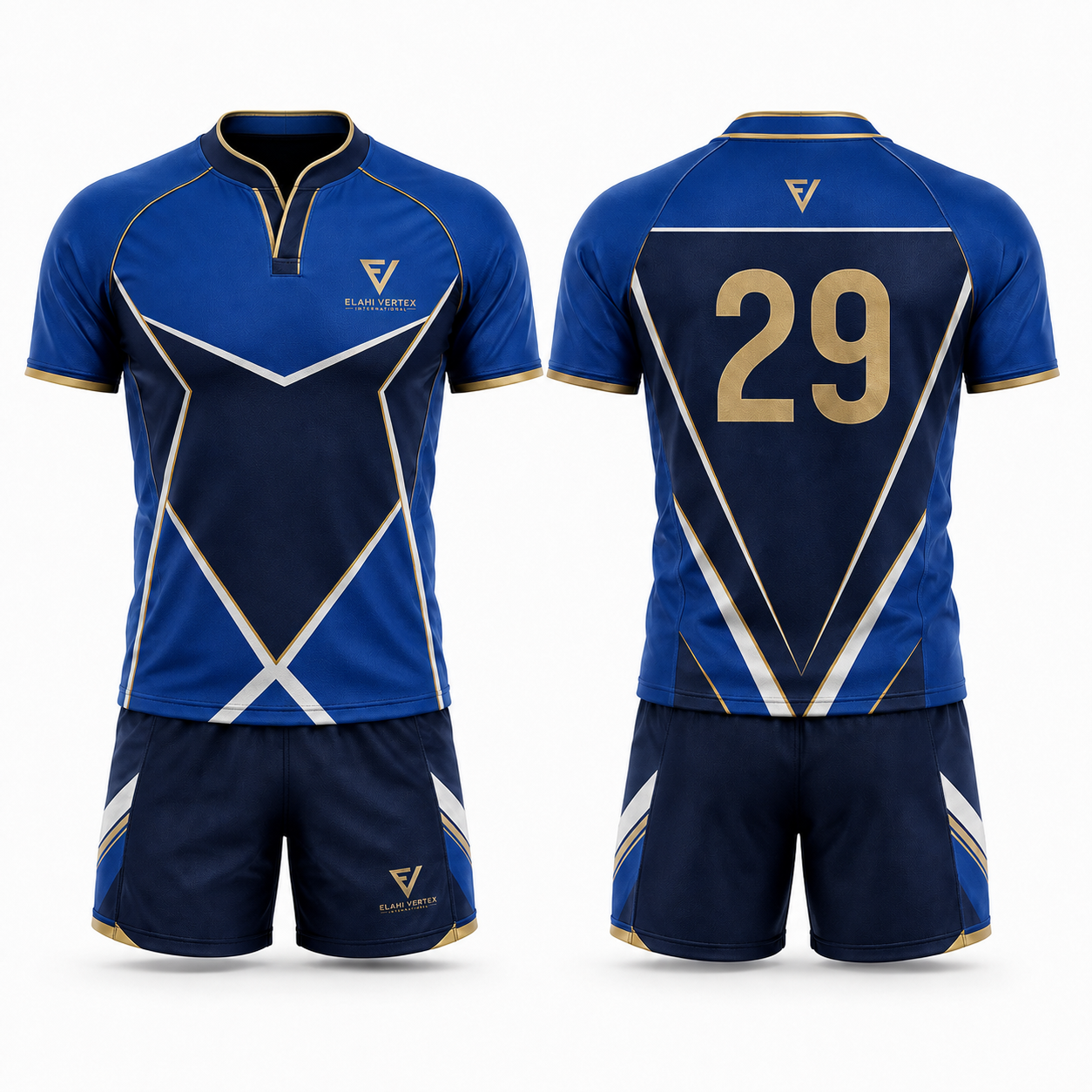 EVI-901 Geometric Custom Rugby Kit Custom rugby kit EVI-901 geometric jersey and matching shorts