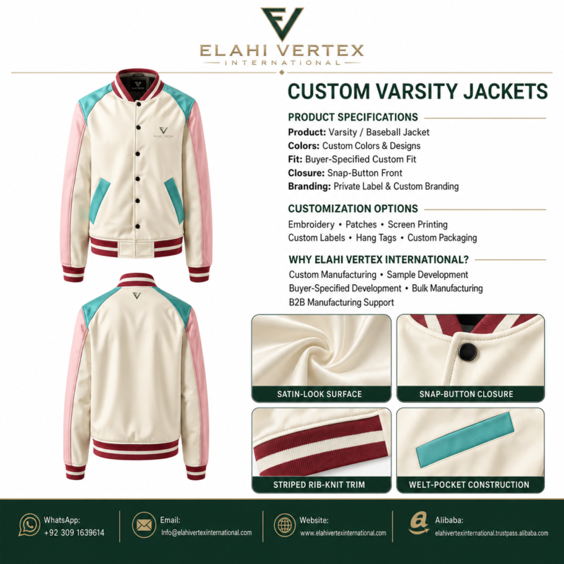 Custom varsity jacket specifications and private-label options