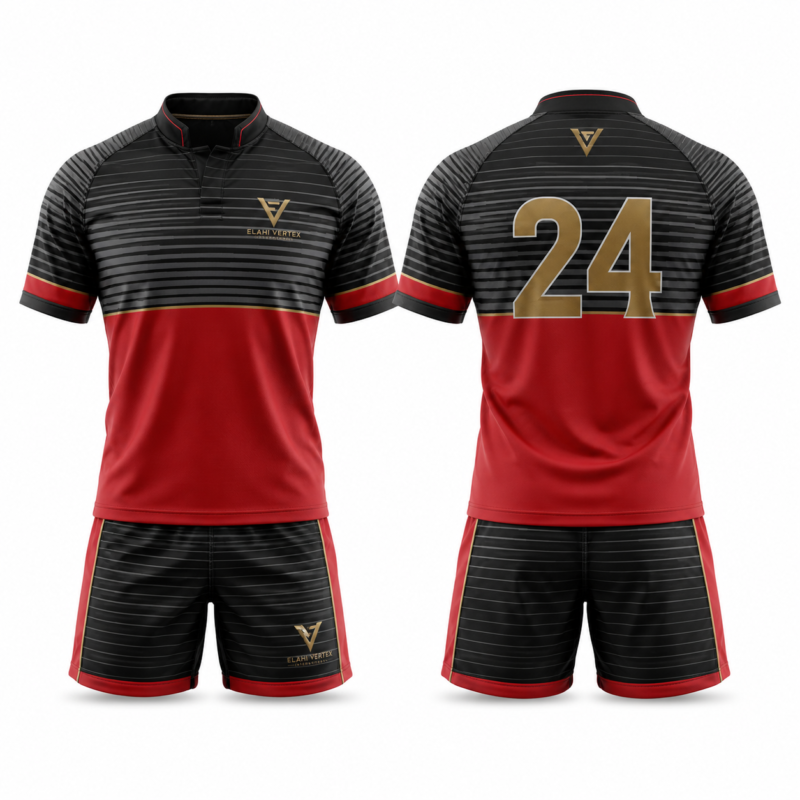 Custom rugby jersey and shorts EVI-904 with short-sleeve jersey and matching team shorts