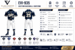 EVI-935 Custom Baseball Uniform color options team logo player name number and customization