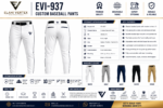 EVI-937 Custom Baseball Pants color options piping team branding and customization choices