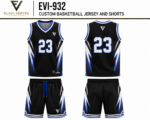 EVI-932 Custom Basketball Jersey and Shorts front and back view by Elahi Vertex International