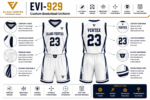 EVI-929 Custom Basketball Uniform by Elahi Vertex International with close-up jersey and shorts design details