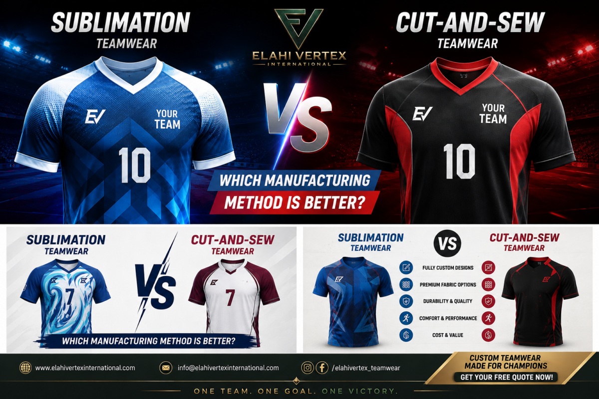 Sublimation vs cut-and-sew teamwear comparison by Elahi Vertex International