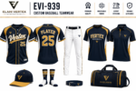 EVI-939 Custom Baseball Teamwear navy gold and white coordinated baseball apparel collection