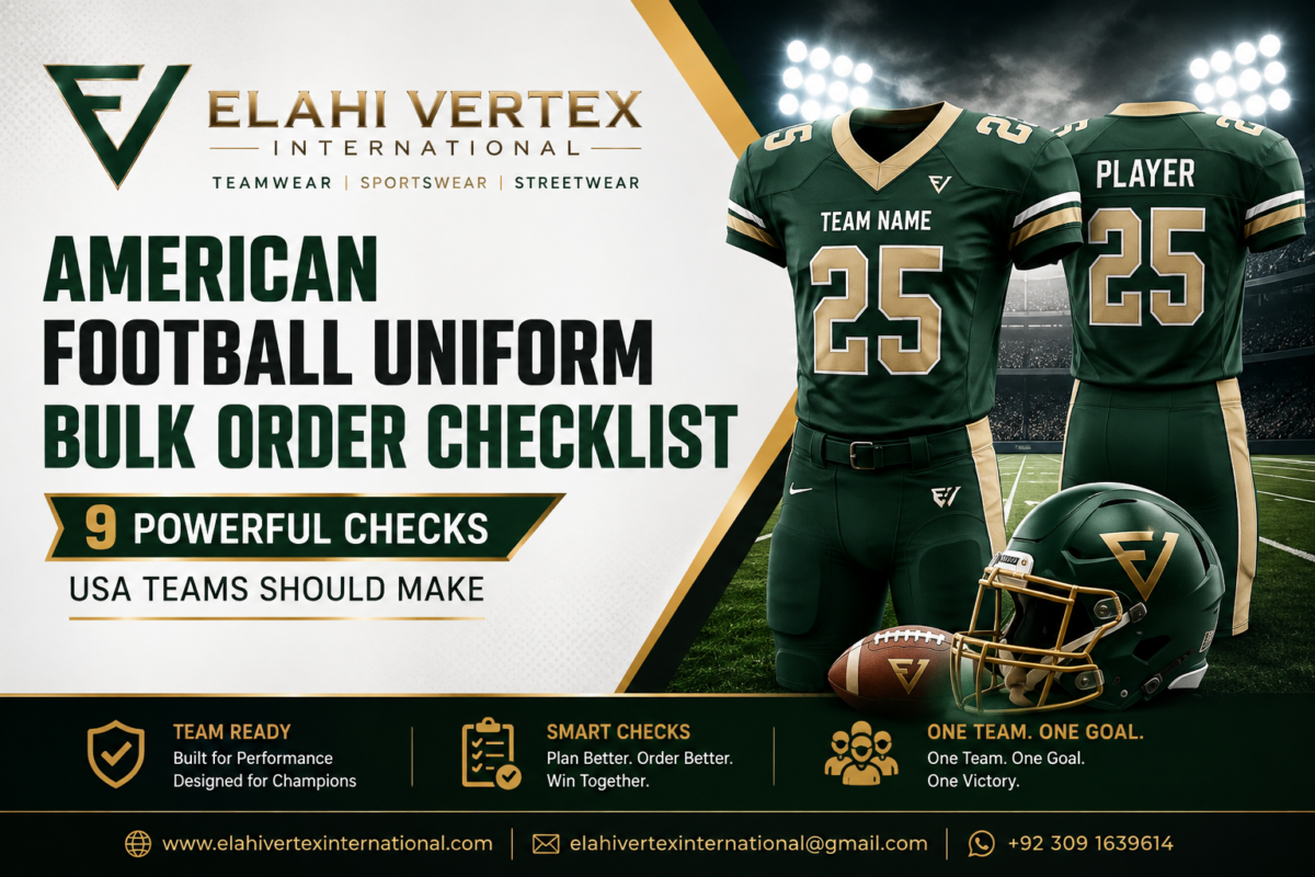American football uniform bulk order checklist for USA teams