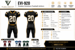 EVI-920 Custom American Football Uniform by Elahi Vertex International with color and customization options