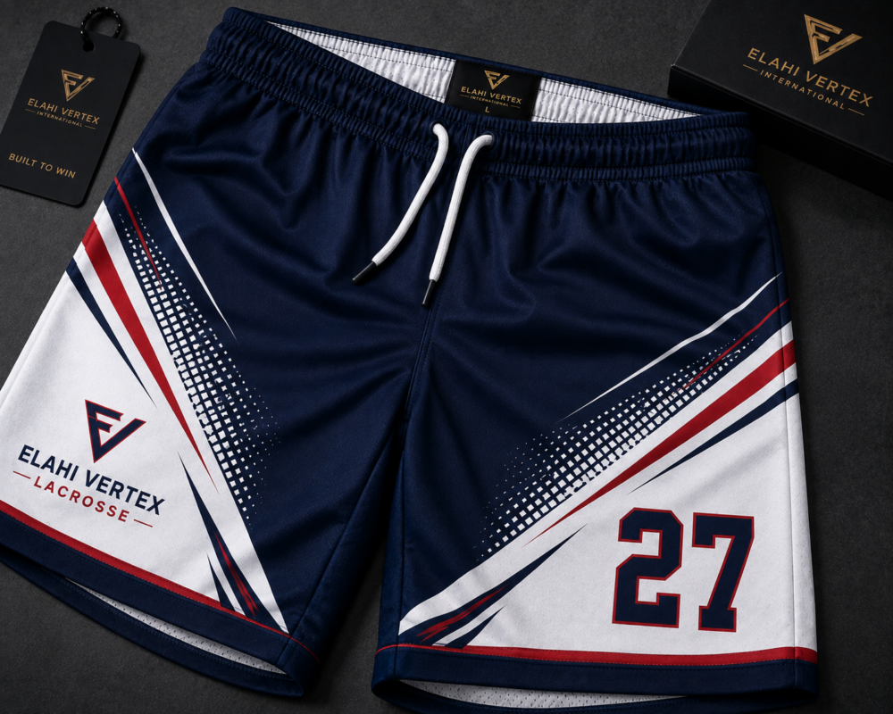 EVI-910 custom lacrosse shorts fabric and waistband details