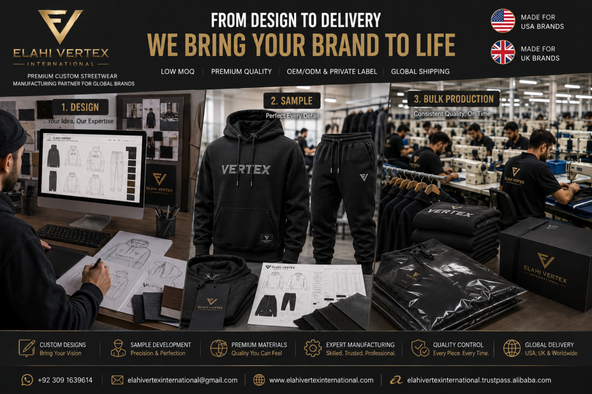custom streetwear manufacturing from design sample to bulk production