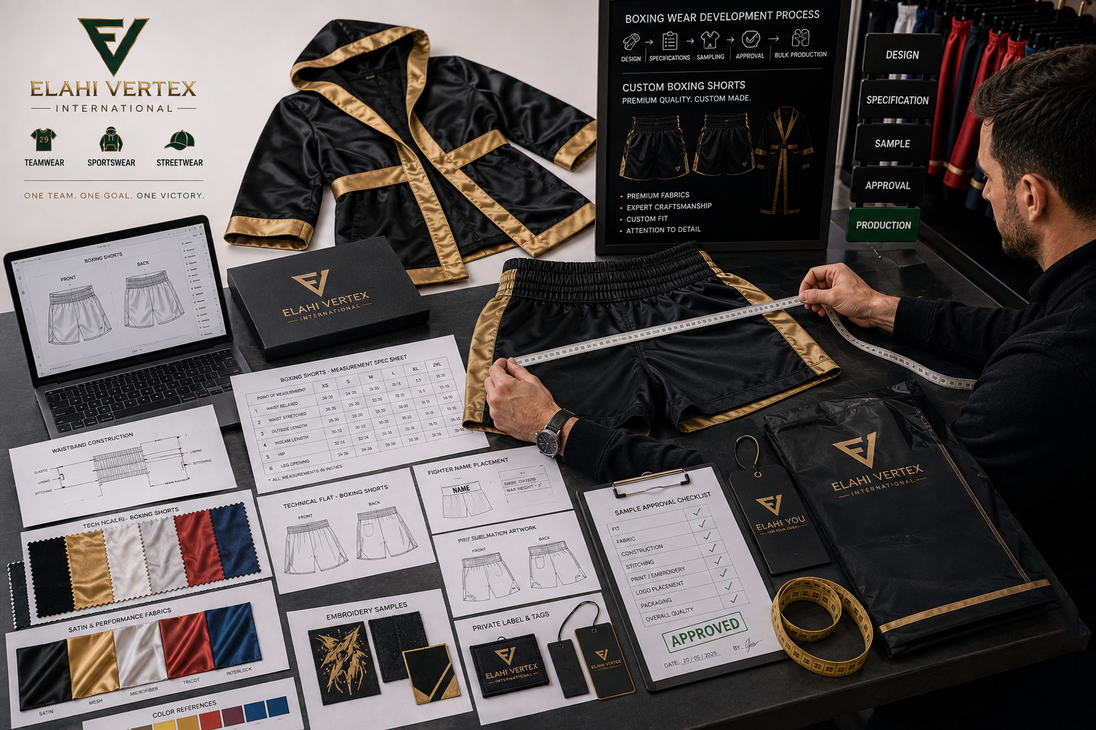 Custom boxing shorts design review for USA brands before sampling and bulk production
