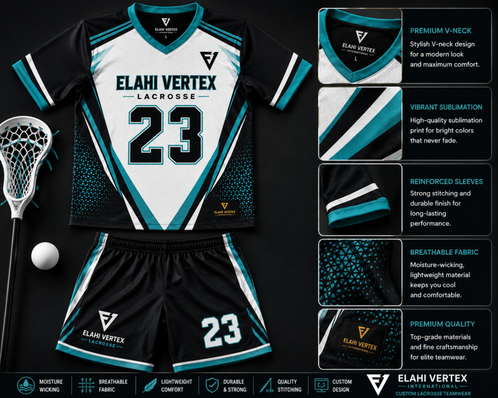 EVI-914 custom lacrosse teamwear fabric and construction details