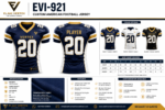 EVI-921 Custom American Football Jersey by Elahi Vertex International with front and back views, color options and customization information