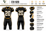 EVI-920 Custom American Football Uniform by Elahi Vertex International with detailed garment construction views