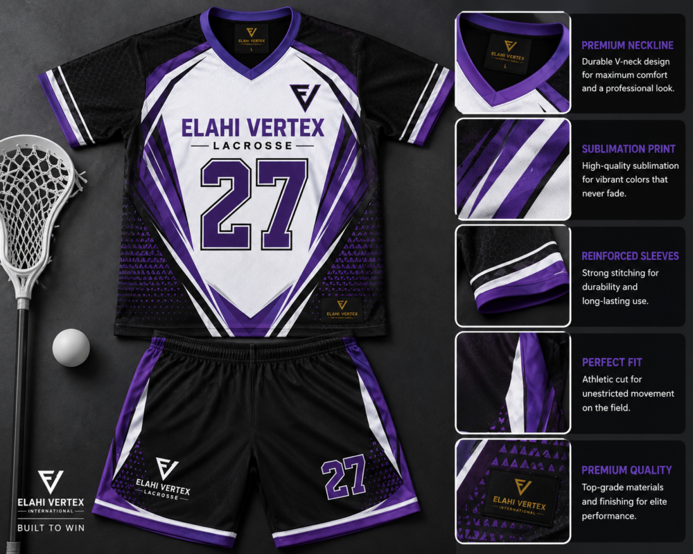 EVI-912 custom lacrosse uniform fabric and construction details