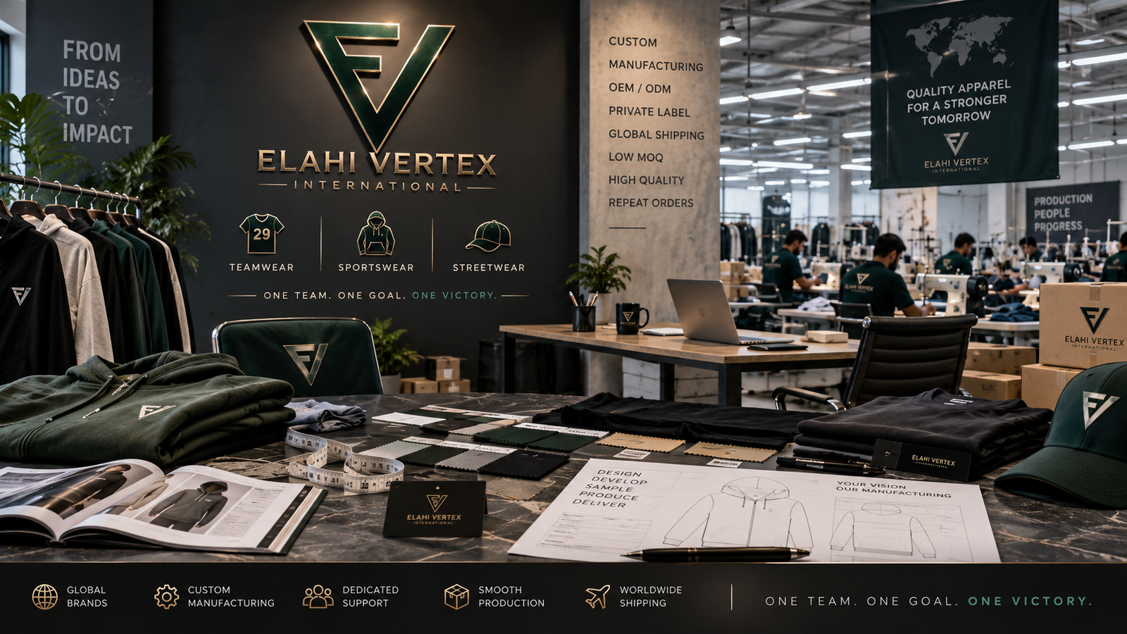 Flexible clothing manufacturer for growing brands – Elahi Vertex International custom apparel production