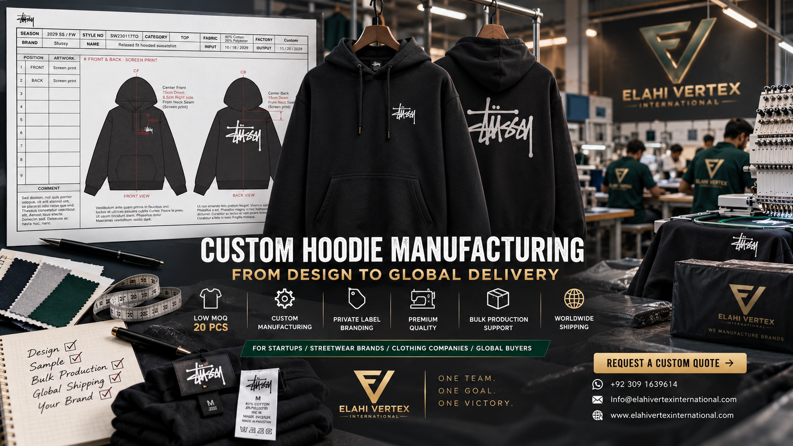 Custom hoodie manufacturer USA – hoodie design, sampling and bulk production by Elahi Vertex International