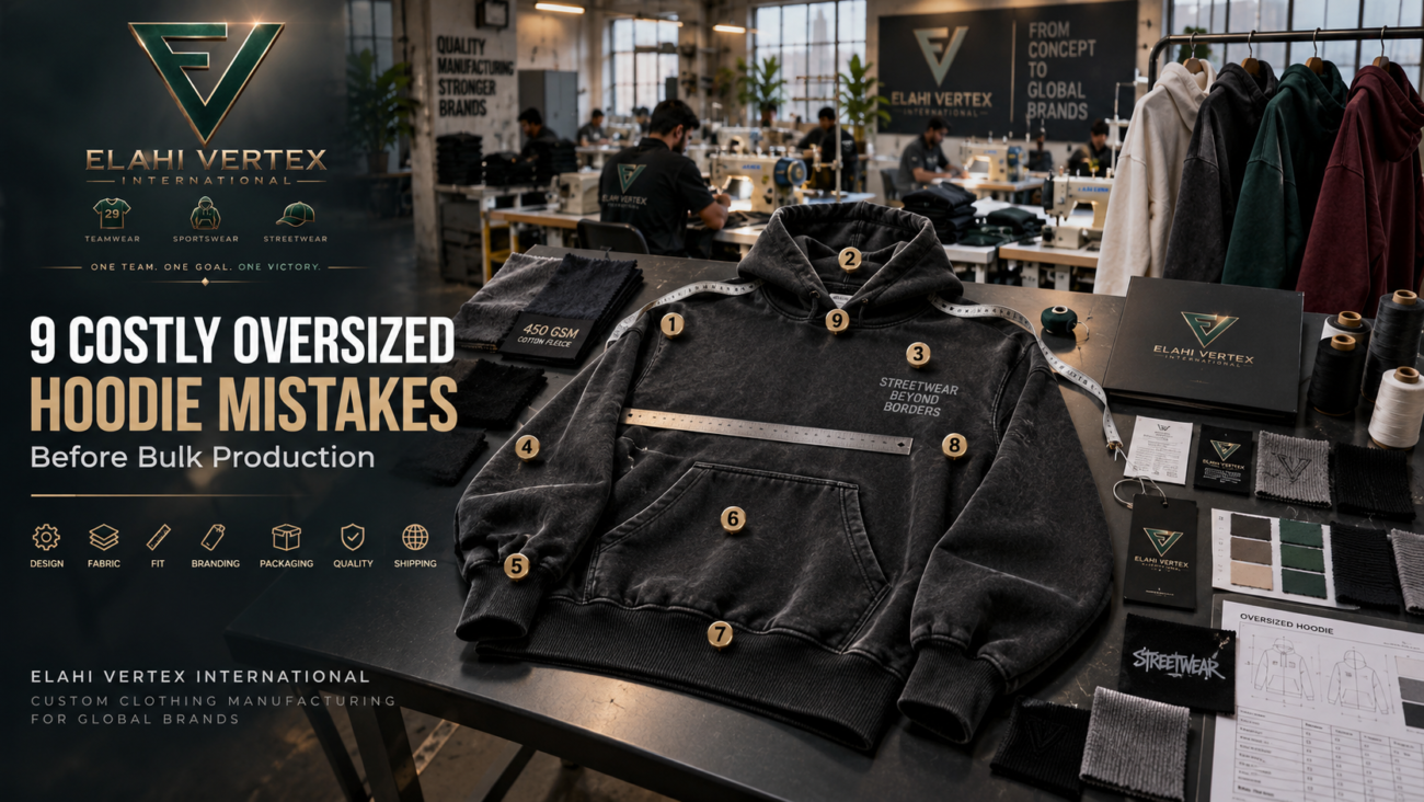 Oversized hoodie manufacturer producing custom oversized hoodies for streetwear brands
