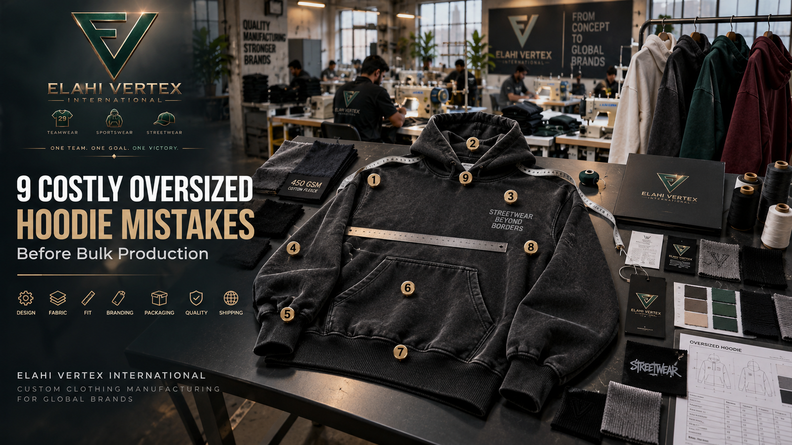 Oversized hoodie manufacturer producing custom oversized hoodies for streetwear brands