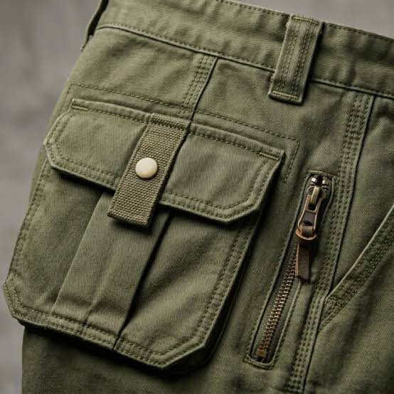 Custom cargo pants manufacturer showing pocket placement, fit, reinforcement, fabric and trims